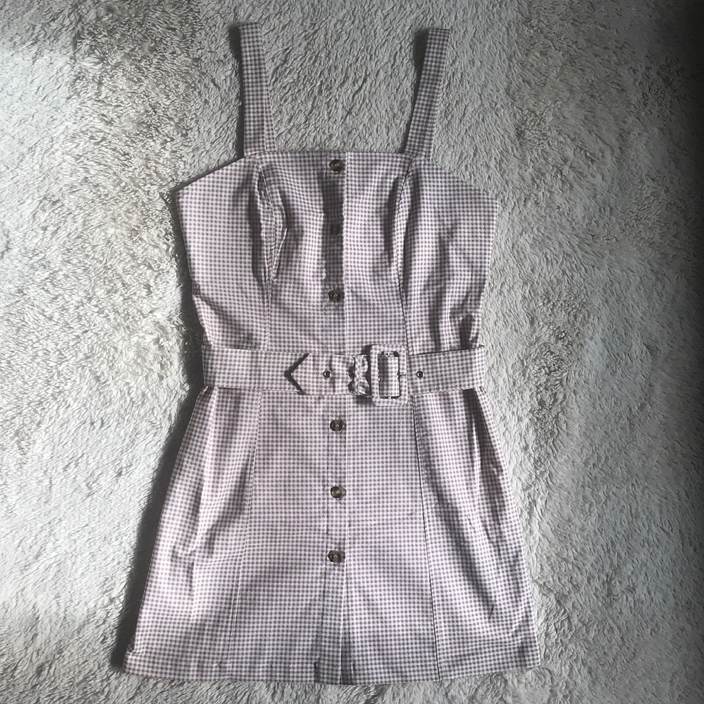 Mauve/cream checkered mini dress